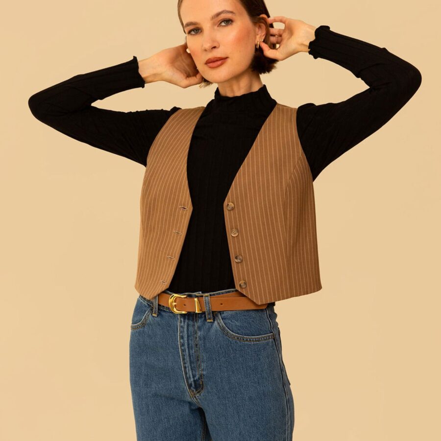 Bowie Vest in Tan Stripe