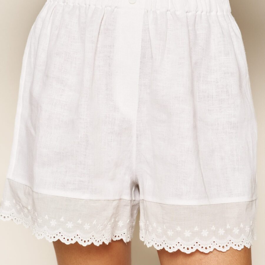 Marissa Boxer Short in White Embroidery