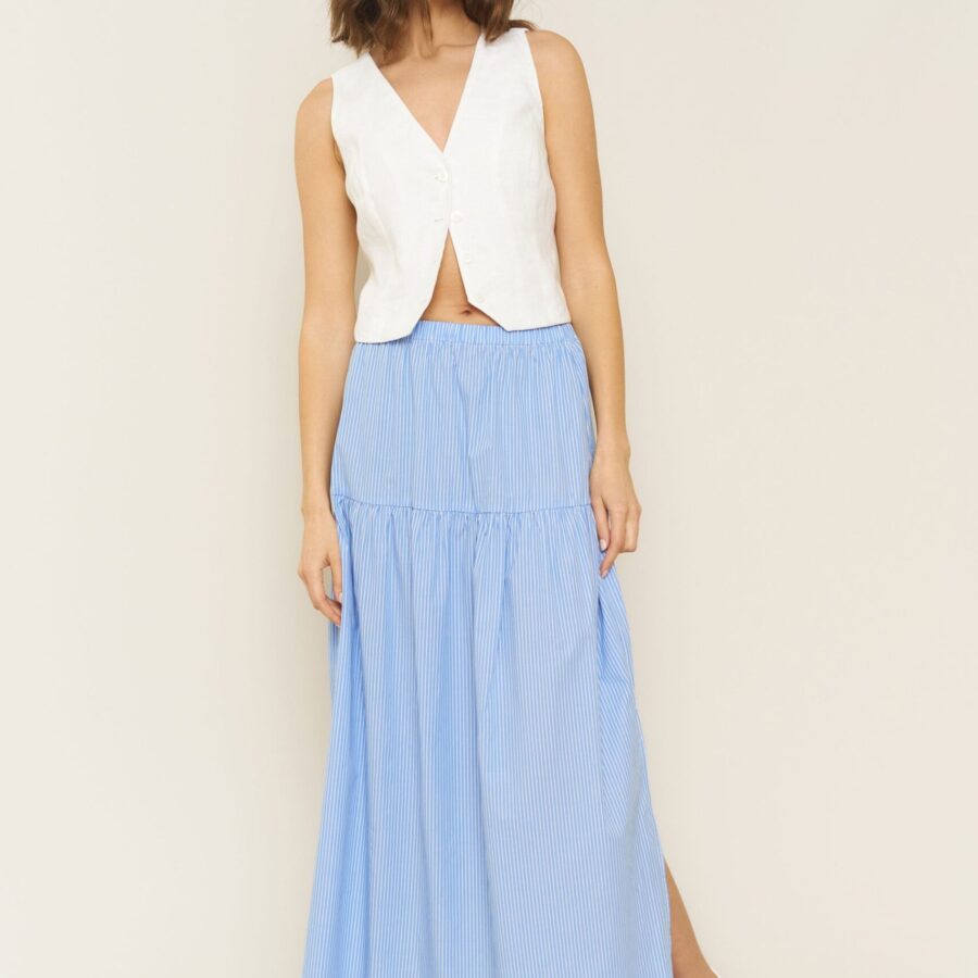 Millie Skirt/Dress in Blue Stripe Poplin