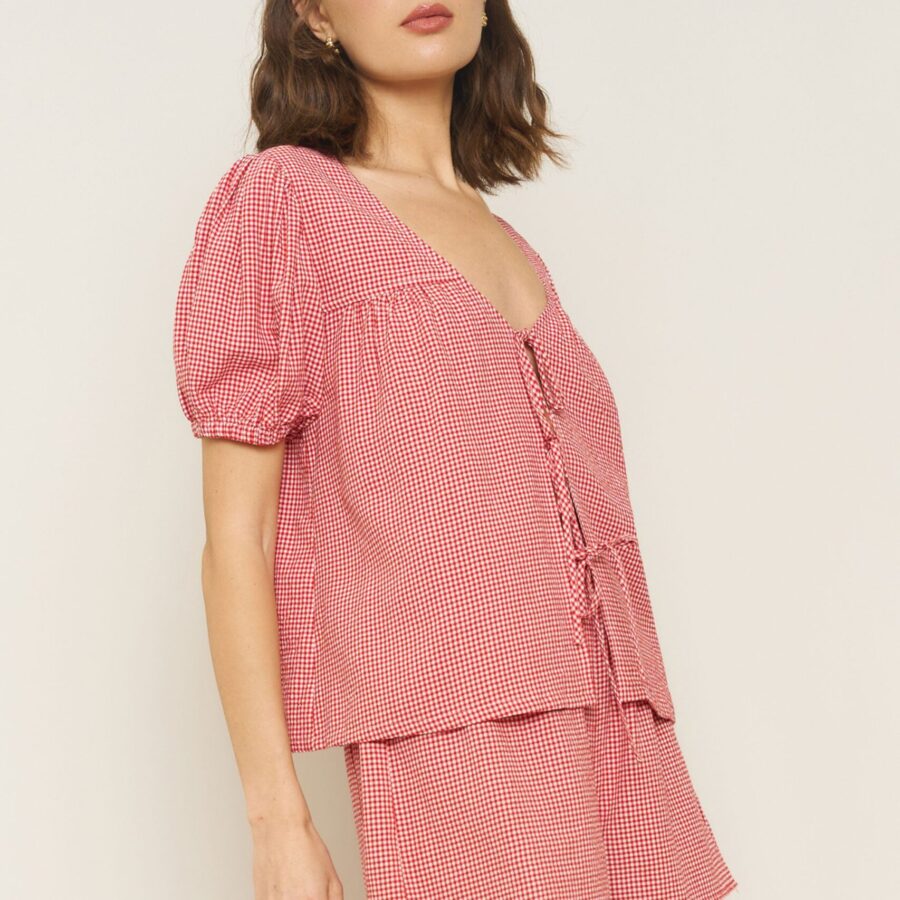 Birdie Top in Red Gingham