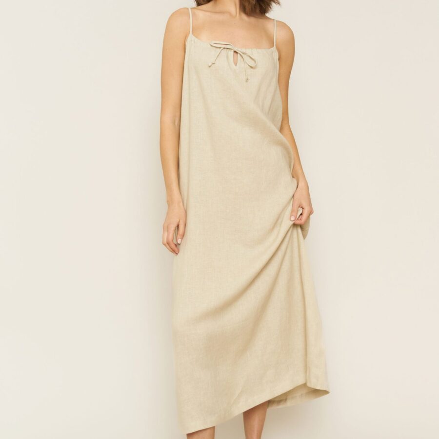 Soliel Dress in Oatmeal Linen